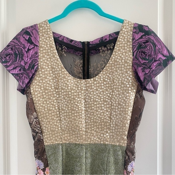 Byron Lars Floral Brocade Mixed Media Sheath Dress - Picture 5 of 8